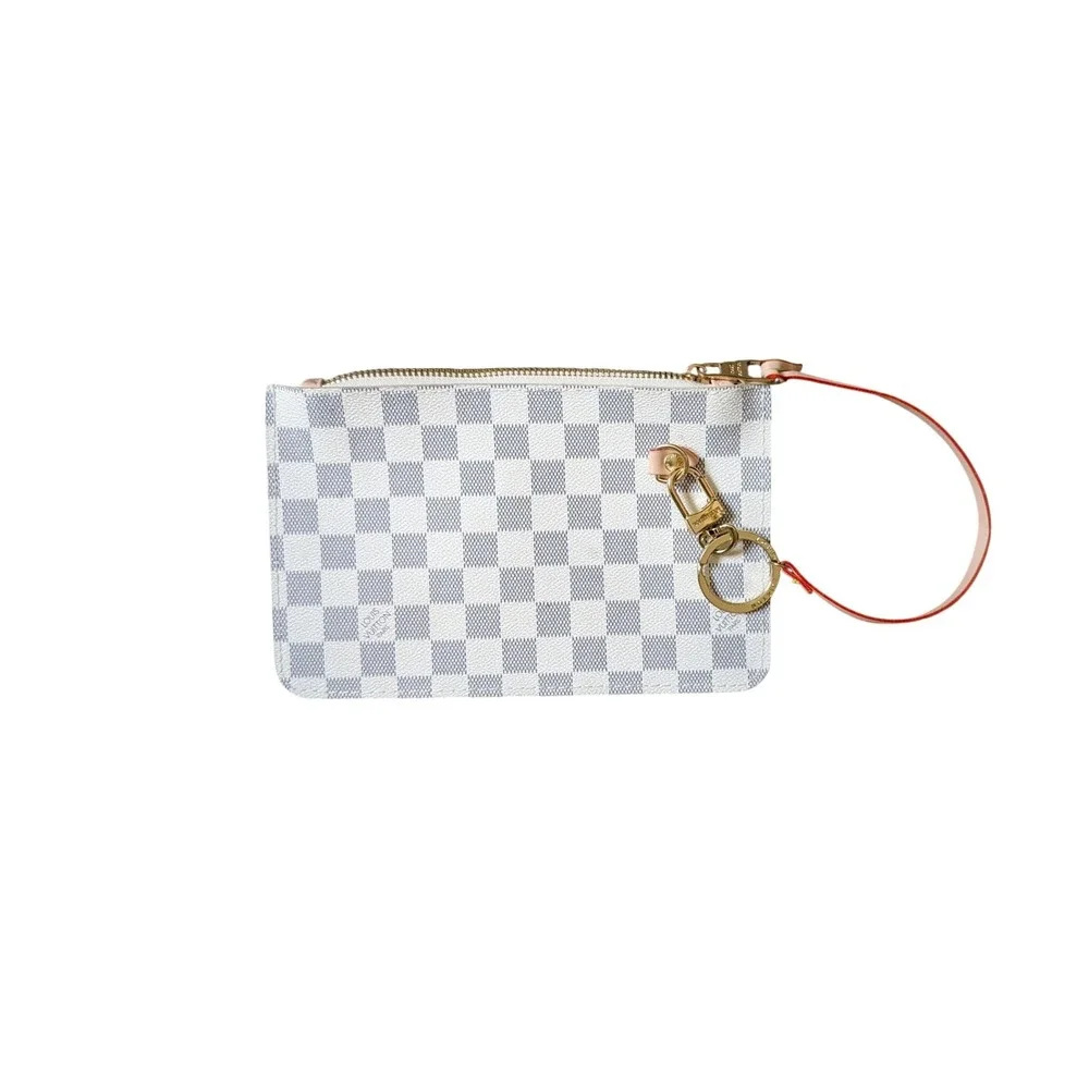 Designer Inspired Polished Heritage Gray & White Checkered Leather Wristlet